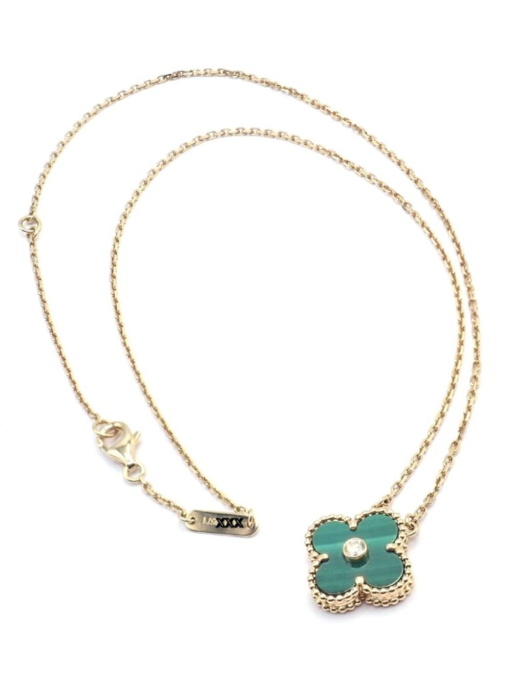 Van Cleef & Arpels Diamond 18k Vintage Alhambra Malachite Holiday 2013 Necklace